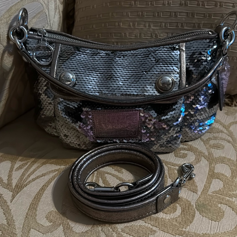 Coach Poppy Sequin Shoulder Crossbody Bag preowned